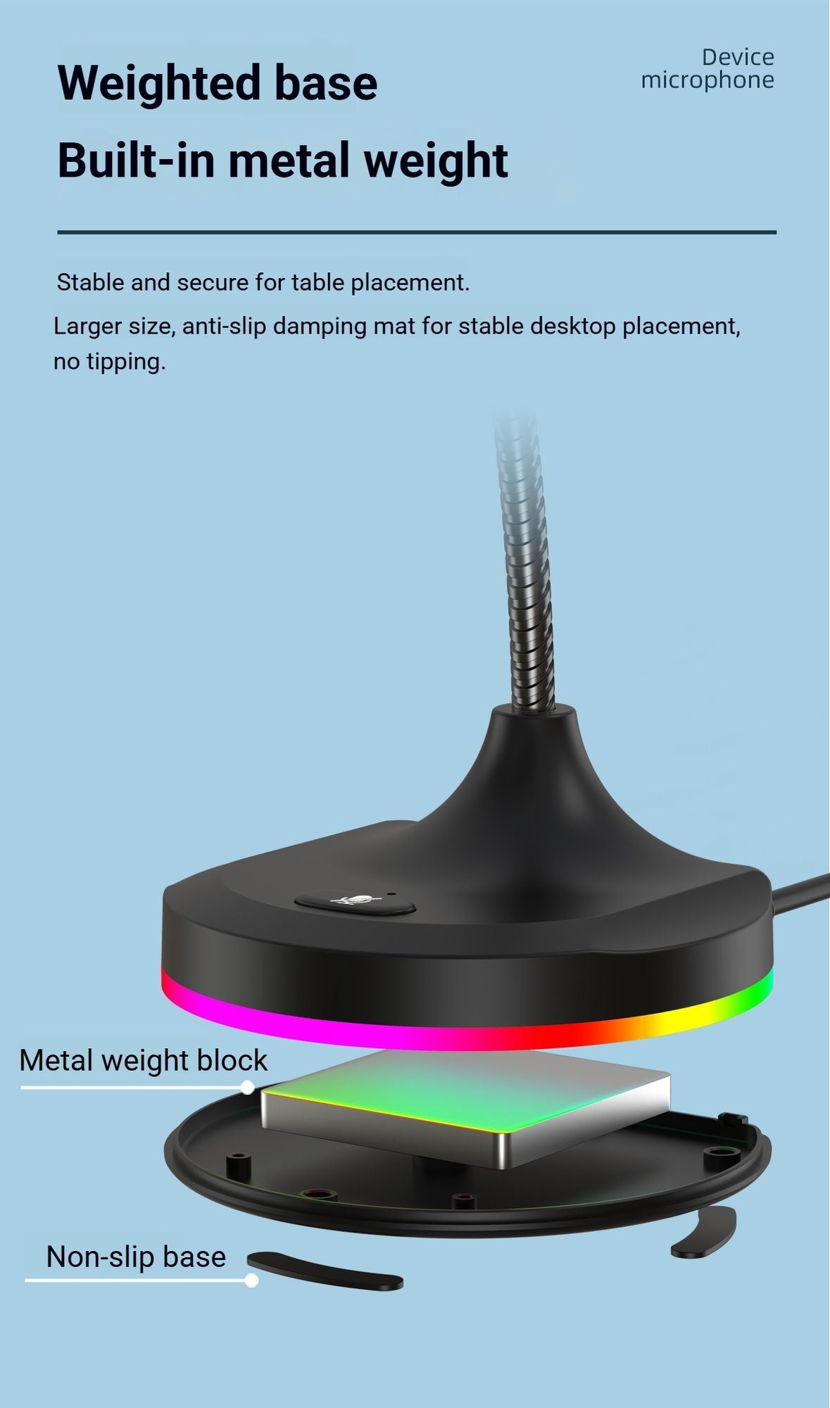 RGB Desktop Microphone Standard Model White V1221-RGB-DESKTOP-MICROPHONE-STANDARD-MODEL-WHITE
