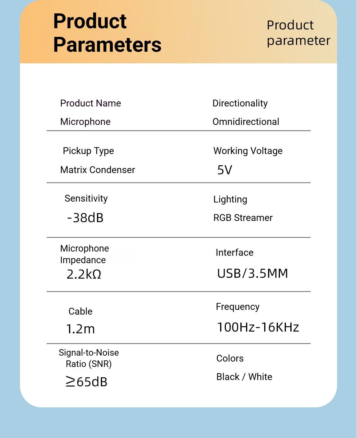 RGB Desktop Microphone Standard Model White V1221-RGB-DESKTOP-MICROPHONE-STANDARD-MODEL-WHITE