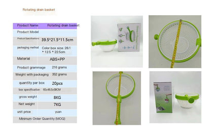 Rotating draining basket-Green V1221-ROTATING-DRAINING-BASKET-GREEN