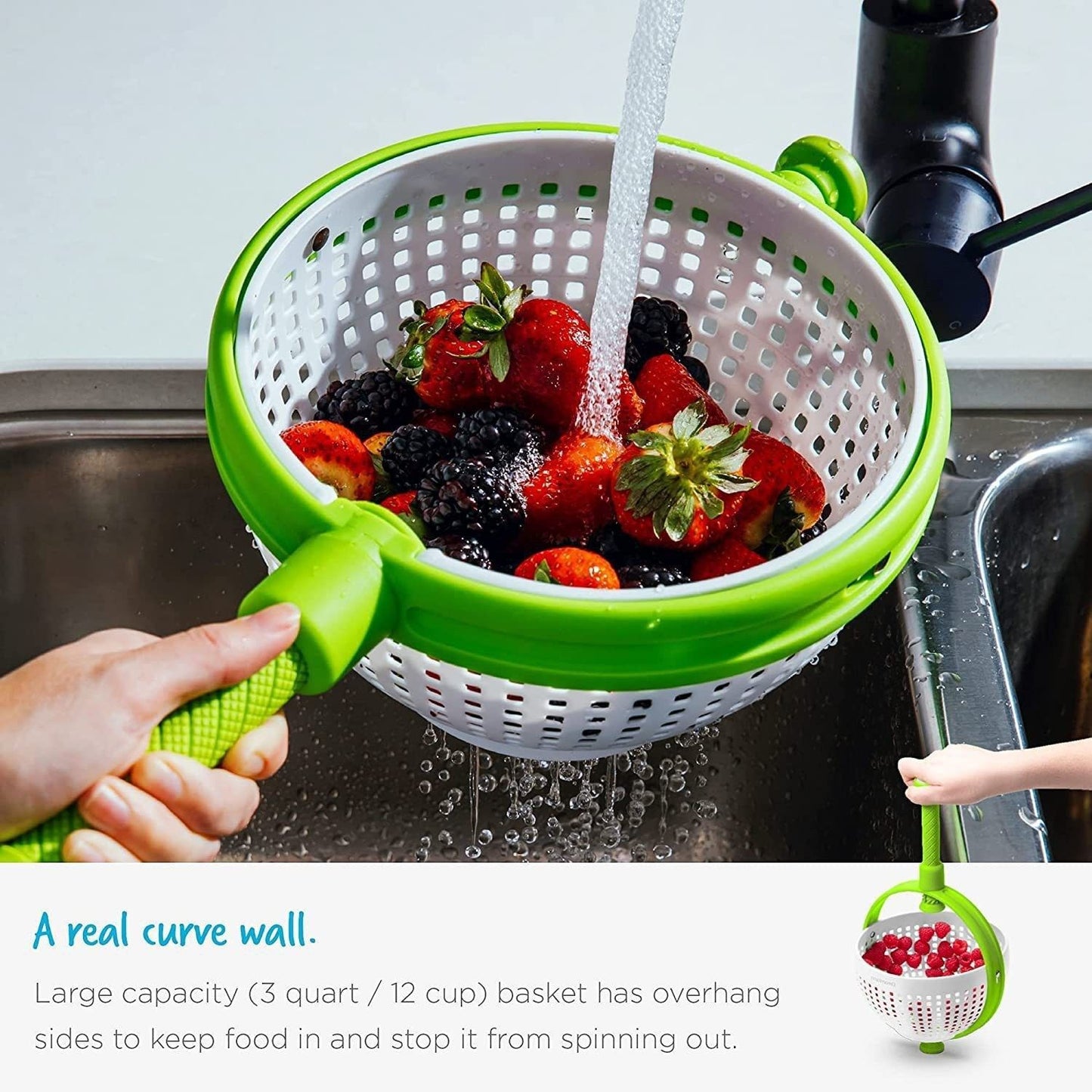 Rotating draining basket-Green V1221-ROTATING-DRAINING-BASKET-GREEN
