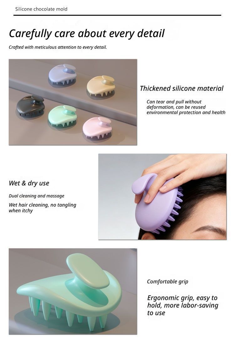 Scalp Massage Shampoo Brush-Apricot V1221-SCALPMASSAGESHAMPOOBRUSH-APRICOT