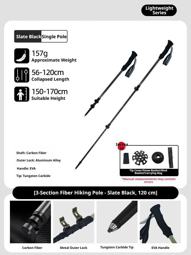 CarbonFiberTelescopicPole-ForHeightsUnder170cm V1221-SLATEBLACK-HEIGHTUNDER170CM