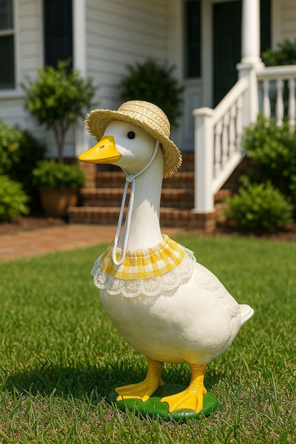 Straw Hat And Yellow Lace Bib V1221-STRAW-HAT-AND-YELLOW-LACE-BIB
