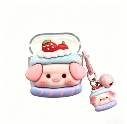 Strawberry Hat Pig Bluetooth Earphone Case + pendant AirPods Pro V1221-STRAWBERRY-HAT-PIG-BLUETOOTH-EARPHONE-CASE-PENDANT-AIRPODS-PRO