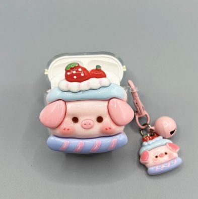 Strawberry Hat Pig Bluetooth Earphone Case + pendant AirPods Pro V1221-STRAWBERRY-HAT-PIG-BLUETOOTH-EARPHONE-CASE-PENDANT-AIRPODS-PRO