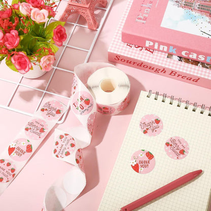 Strawberry Thank You Stickers 25mm 1inch V1221-STRAWBERRY-THANK-YOU-STICKERS-25MM-1INCH