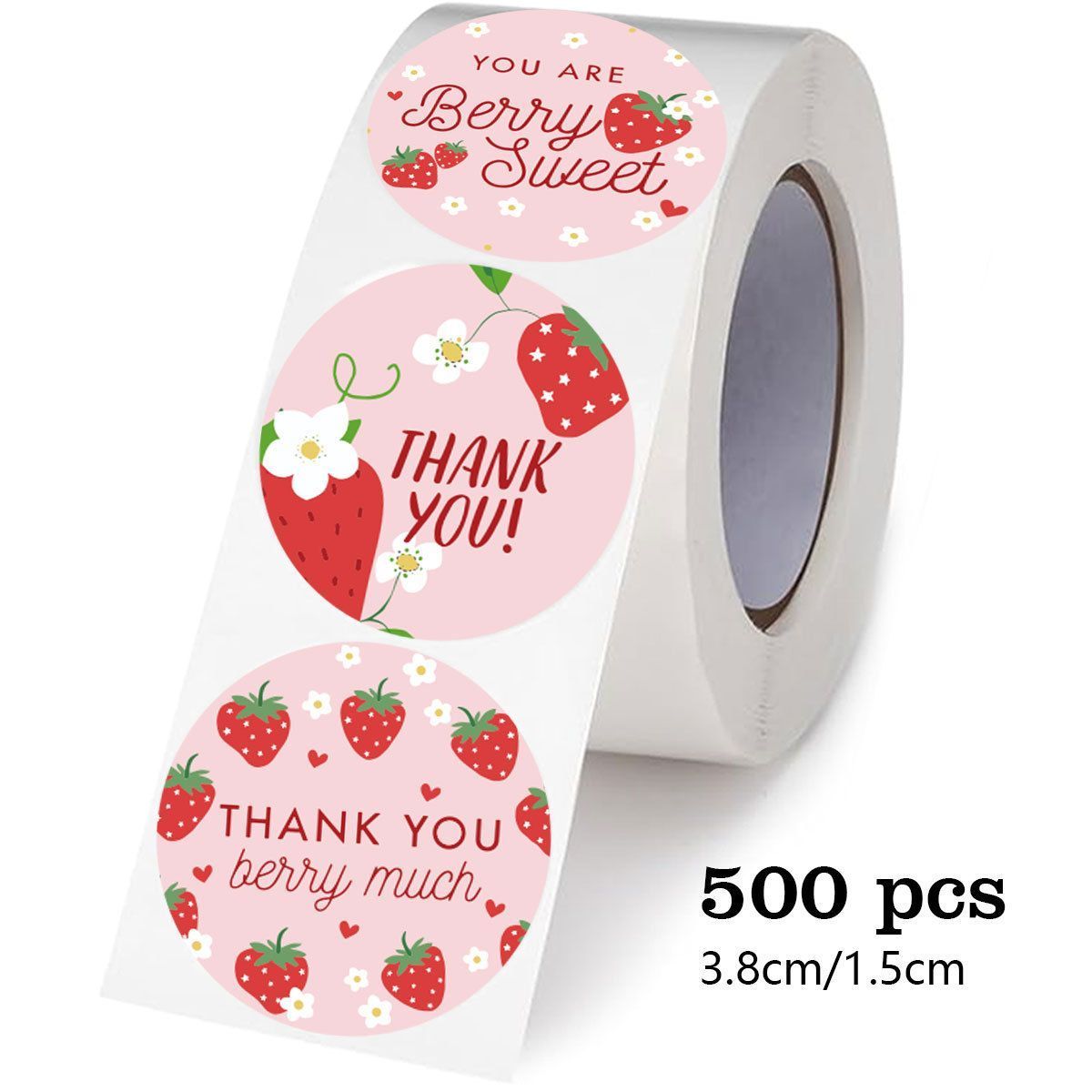 Strawberry Thank You Stickers 25mm 1inch V1221-STRAWBERRY-THANK-YOU-STICKERS-25MM-1INCH
