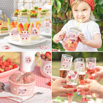Strawberry Thank You Stickers 38mm 1 and a half inch V1221-STRAWBERRY-THANK-YOU-STICKERS-38MM-1-AND-A-HALF-INCH