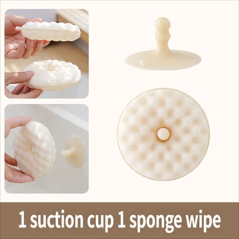 SuctionCupSpongeDishCloth-White V1221-SUCTIONCUPSPONGEDISHCLOTH-WHITE