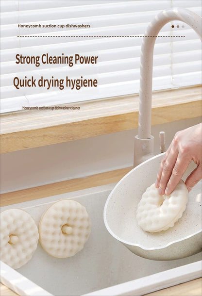 SuctionCupSpongeDishCloth-White V1221-SUCTIONCUPSPONGEDISHCLOTH-WHITE
