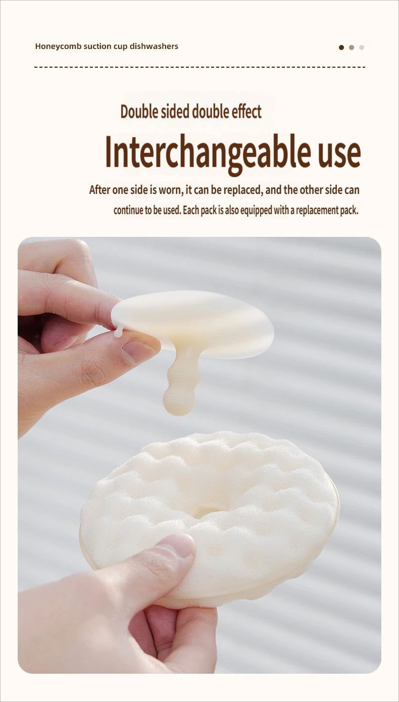 SuctionCupSpongeDishCloth-White V1221-SUCTIONCUPSPONGEDISHCLOTH-WHITE