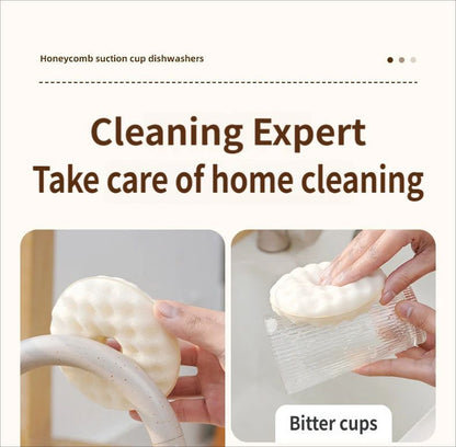 SuctionCupSpongeDishCloth-White V1221-SUCTIONCUPSPONGEDISHCLOTH-WHITE