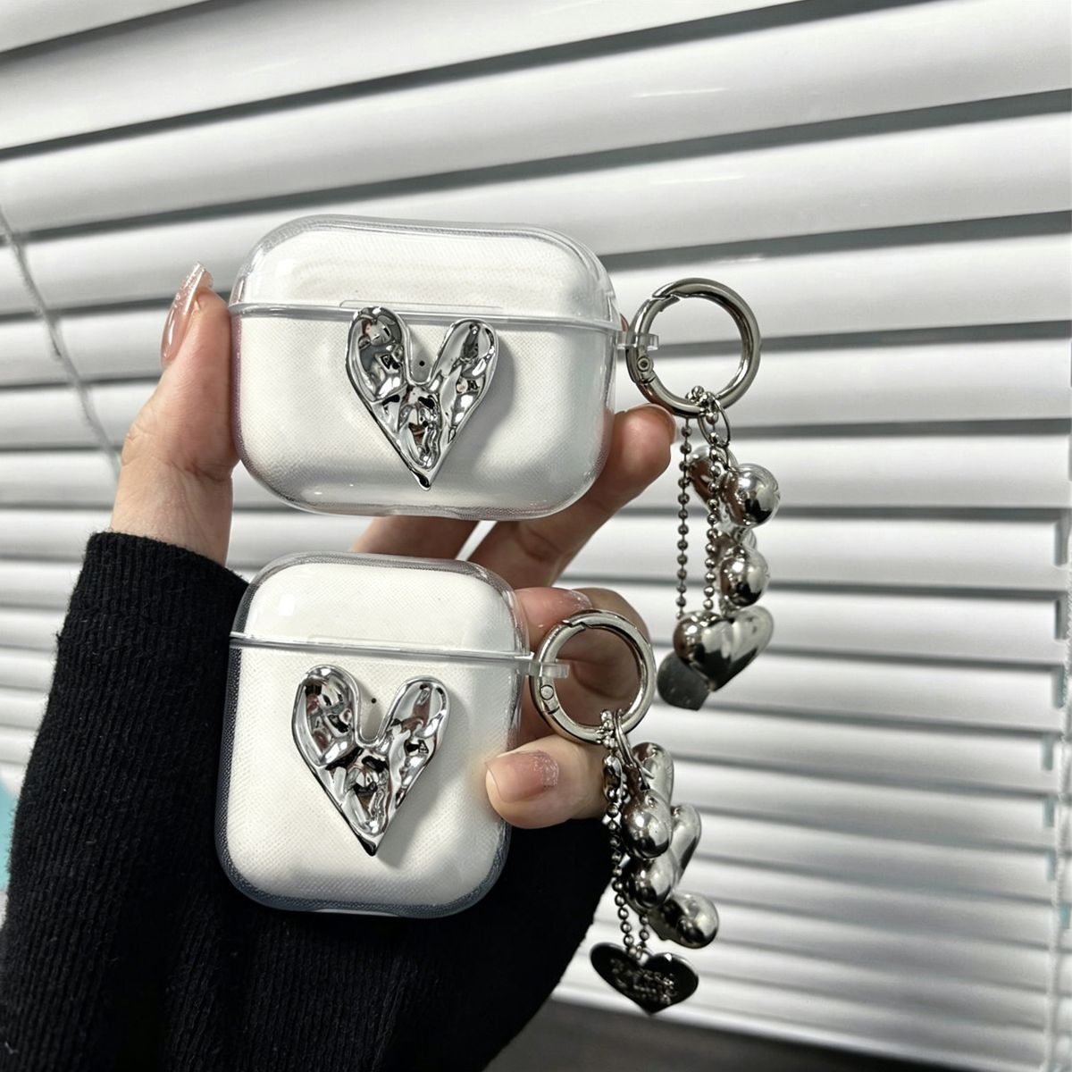 Transparent + Black Buckle Bluetooth Earphone Case Apple AirPods 4 V1221-TRANSPARENT-BLACK-BUCKLE-BLUETOOTH-EARPHONE-CASE-APPLE-AIRPODS-4
