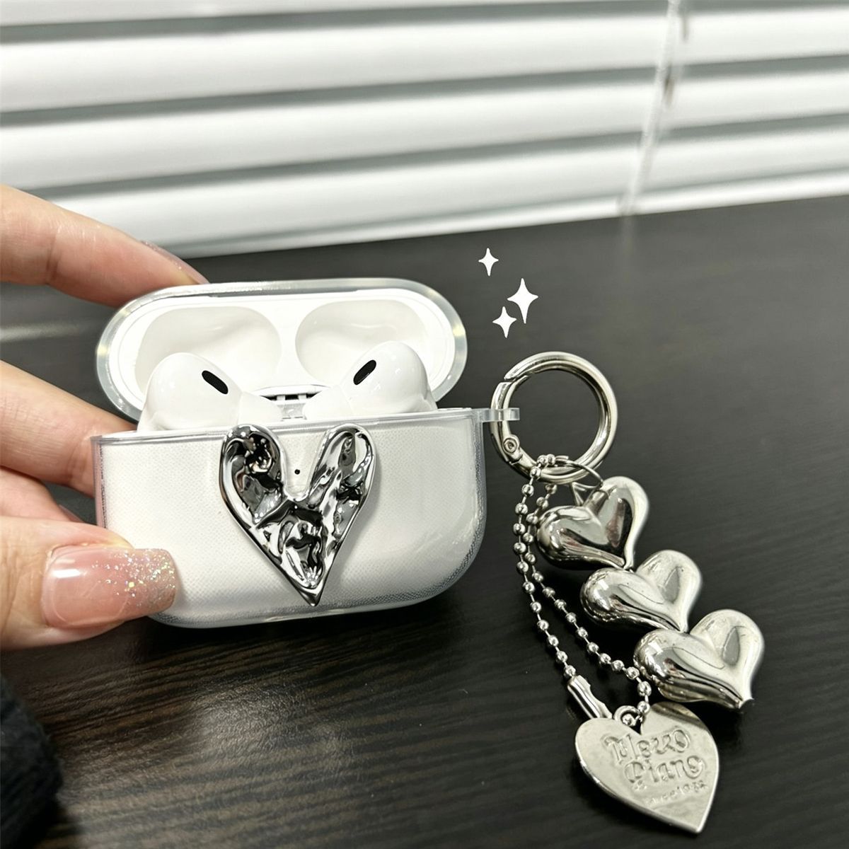 Transparent + Black Buckle Bluetooth Earphone Case Apple AirPods 4 V1221-TRANSPARENT-BLACK-BUCKLE-BLUETOOTH-EARPHONE-CASE-APPLE-AIRPODS-4