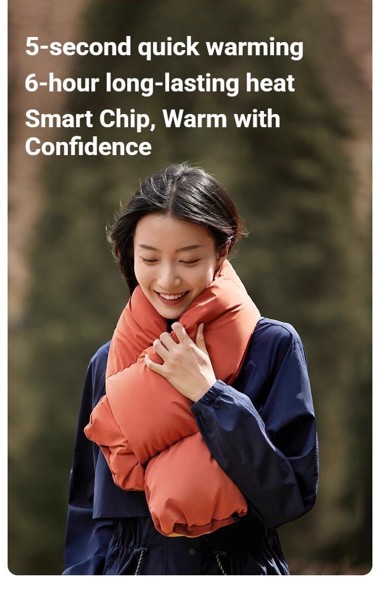USB Heated White Duck Down Neck Warmer Beige V1221-USB-HEATED-WHITE-DUCK-DOWN-NECK-WARMER-BEIGE
