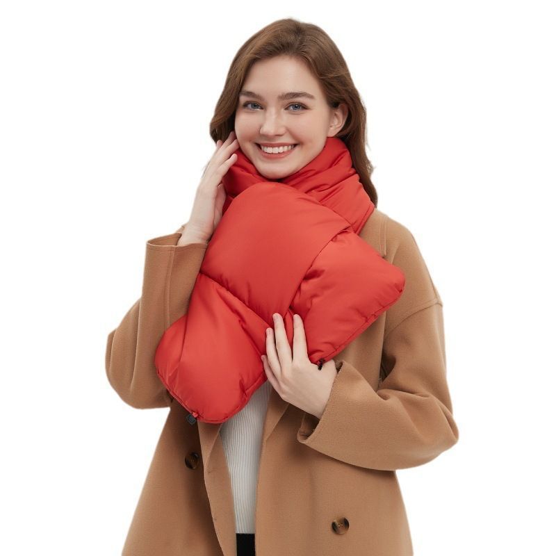 USB Heated White Duck Down Neck Warmer Black V1221-USB-HEATED-WHITE-DUCK-DOWN-NECK-WARMER-BLACK
