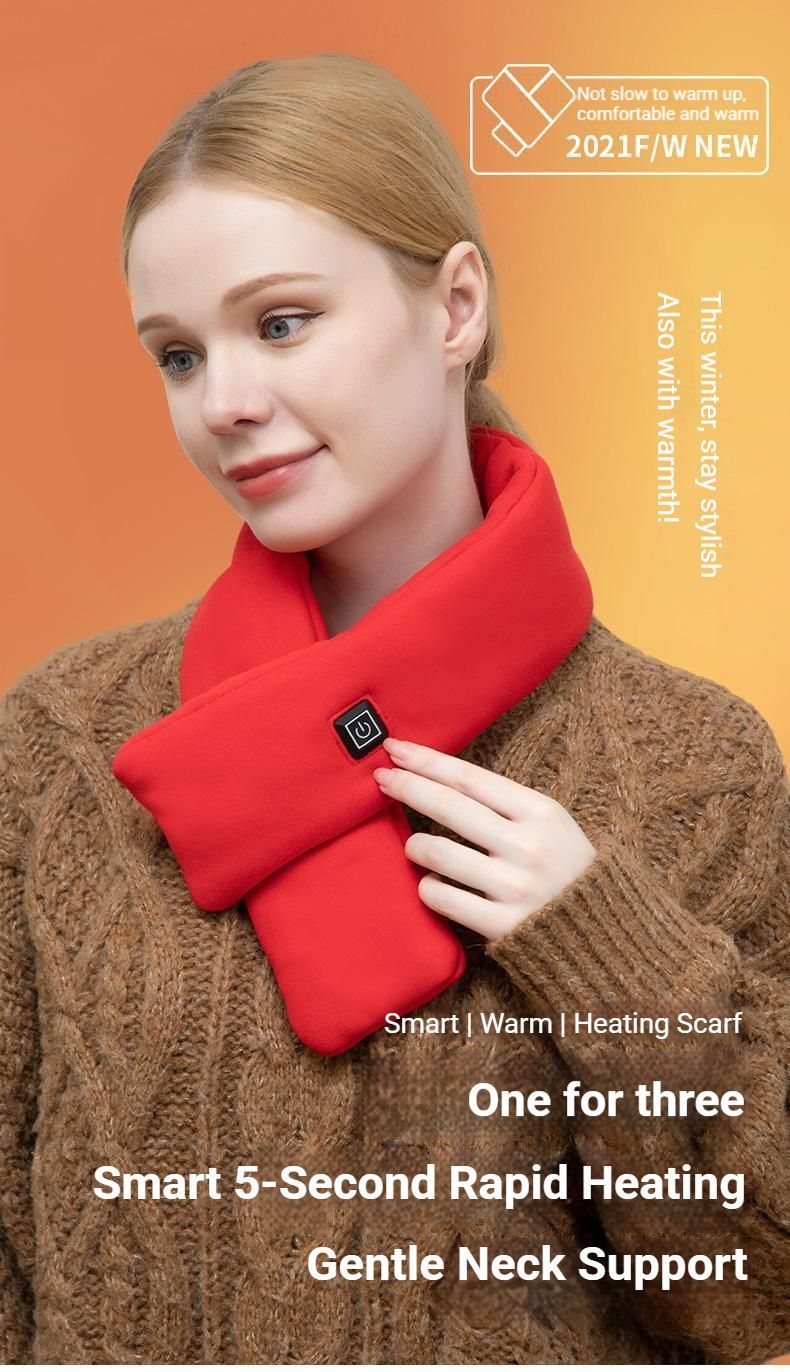 USB Rechargeable Graphene Heated Neck Warmer Red V1221-USB-RECHARGEABLE-GRAPHENE-HEATED-NECK-WARMER-RED
