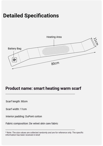 USB Rechargeable Graphene Heated Neck Warmer Red V1221-USB-RECHARGEABLE-GRAPHENE-HEATED-NECK-WARMER-RED