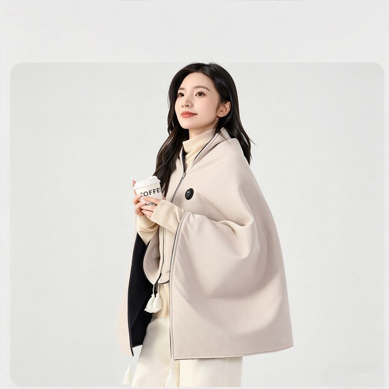USB Washable Heated Shawl-No Power Bank Included-Apricot V1221-USB-WASHABLE-HEATED-SHAWL-NO-POWER-BANK-INCLUDED-APRICOT