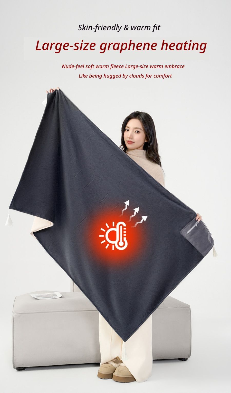 USB Washable Heated Shawl-No Power Bank Included-Apricot V1221-USB-WASHABLE-HEATED-SHAWL-NO-POWER-BANK-INCLUDED-APRICOT