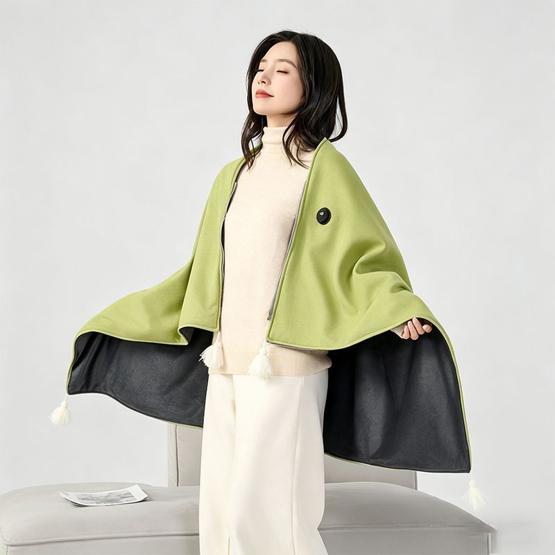 USB Washable Heated Shawl-No Power Bank Included-Green V1221-USB-WASHABLE-HEATED-SHAWL-NO-POWER-BANK-INCLUDED-GREEN