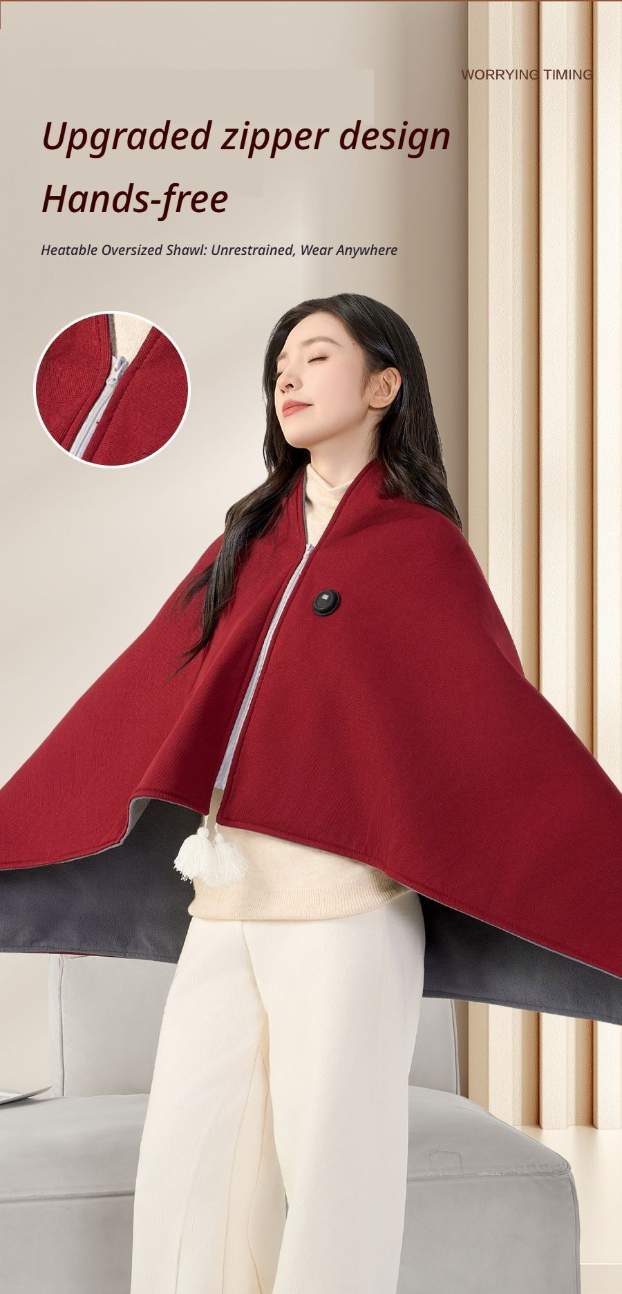 USB Washable Heated Shawl-No Power Bank Included-Green V1221-USB-WASHABLE-HEATED-SHAWL-NO-POWER-BANK-INCLUDED-GREEN
