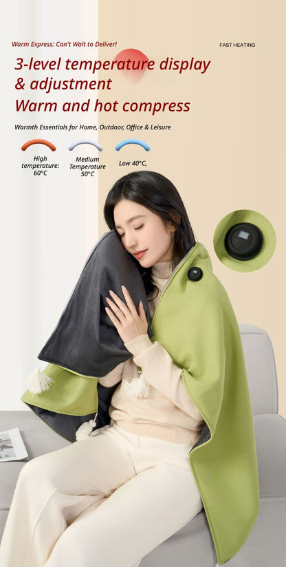 USB Washable Heated Shawl-No Power Bank Included-Red V1221-USB-WASHABLE-HEATED-SHAWL-NO-POWER-BANK-INCLUDED-RED