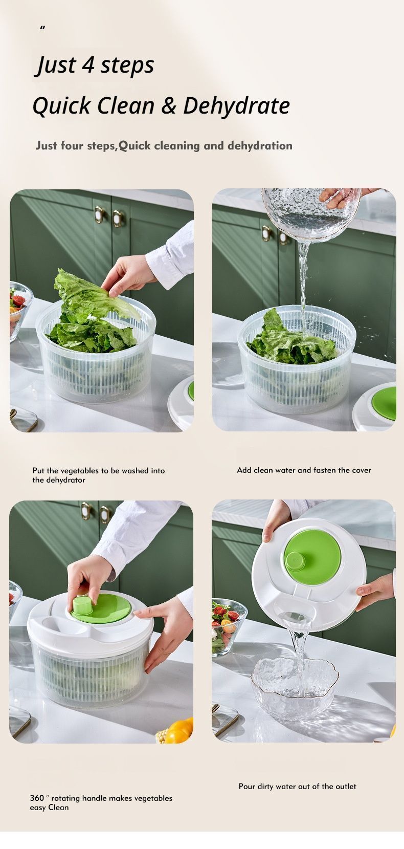 Vegetable washing basket-Green Basic Model V1221-VEGETABLE-WASHING-BASKET-GREEN-BASIC-MODEL
