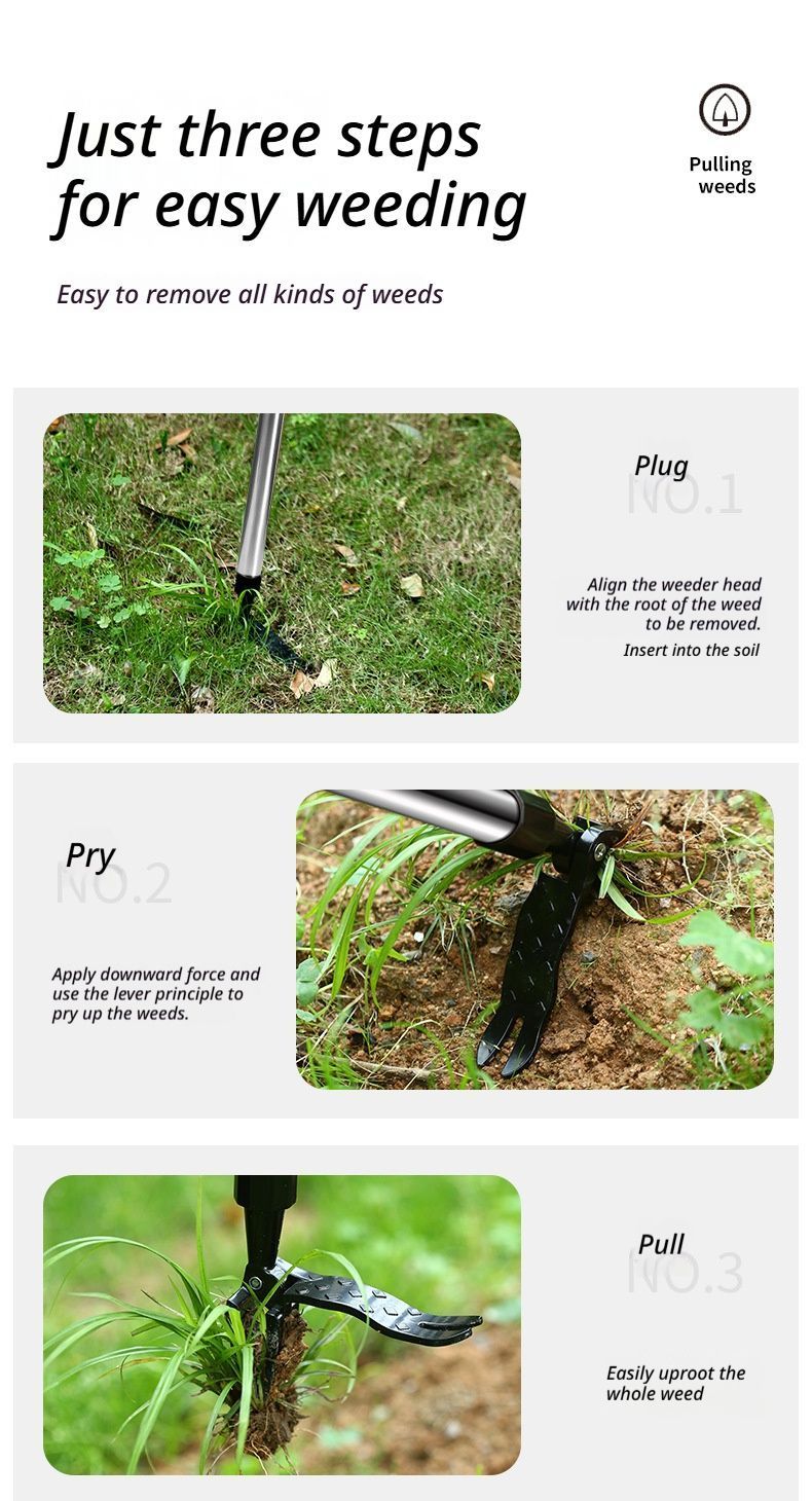 Manual weeding device-with a stainless steel three-section pipe V1221-WEEDING-DEVICE-WITH-A-STAINLESS-STEEL-THREE-SECTION-PIPE