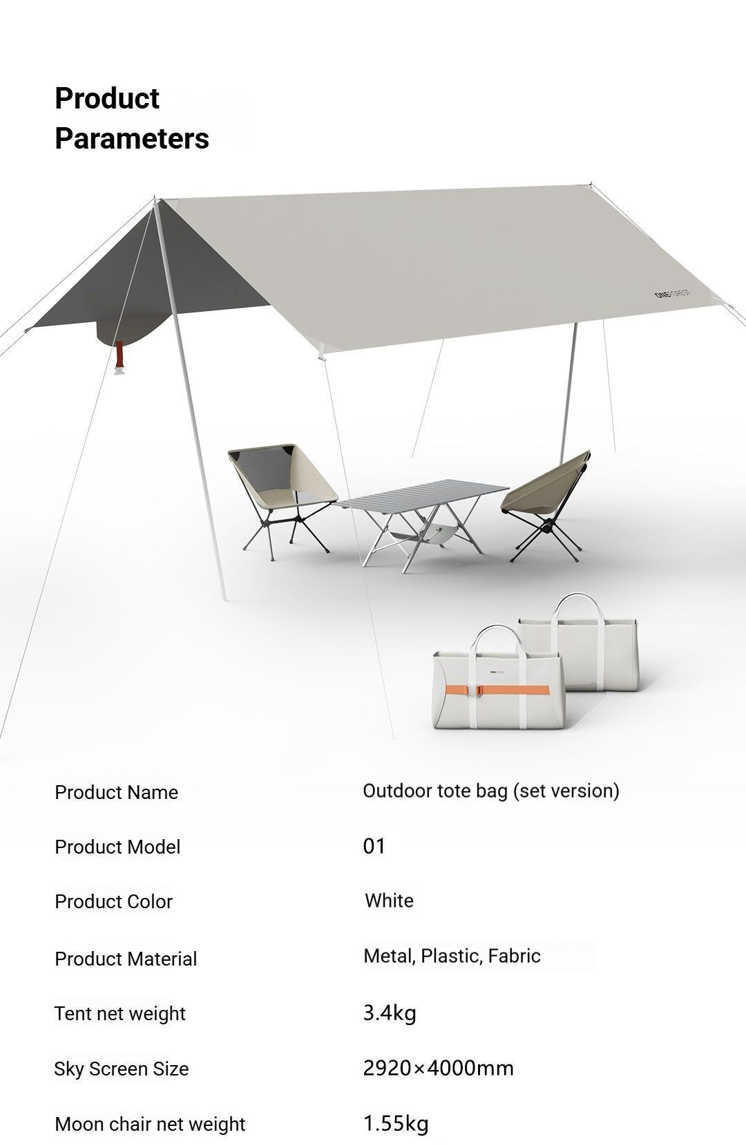 White Canopy Version-Canopy+Folding Table+2 Moon Chairs V1221-WHITE-CANOPY-VERSION-CANOPY-FOLDING-TABLE-2-MOON-CHAIRS