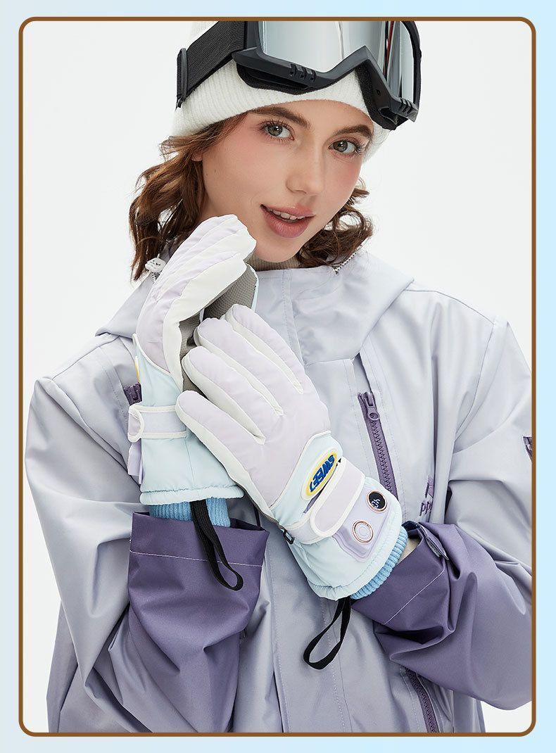 Windproof Water-Repellent Fleece-Lined Self-Heating Gloves Pink V1221-WINDPROOF-WATER-REPELLENT-FLEECE-LINED-SELF-HEATING-GLOVES-PINK