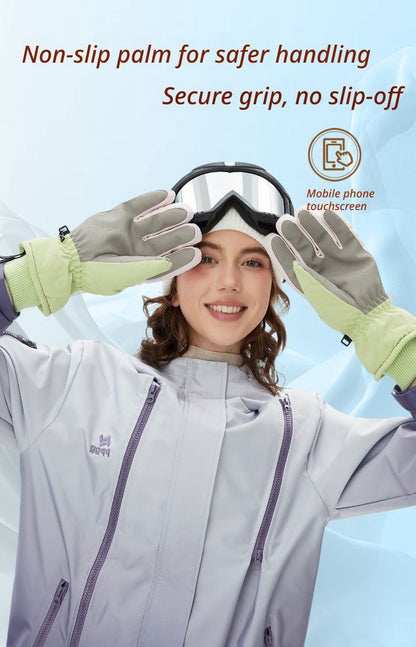 Windproof Water-Repellent Self-Heating Fleece Gloves Light Green V1221-WINDPROOF-WATER-REPELLENT-SELF-HEATING-FLEECE-GLOVES-LIGHT-GREEN