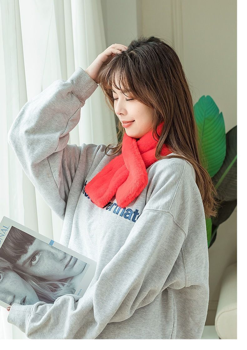 Winter Imitation Rabbit Fur USB Heated Scarf Beige V1221-WINTER-IMITATION-RABBIT-FUR-USB-HEATED-SCARF-BEIGE