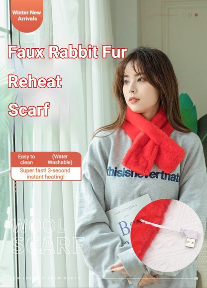 Winter Imitation Rabbit Fur USB Heated Scarf Pink V1221-WINTER-IMITATION-RABBIT-FUR-USB-HEATED-SCARF-PINK