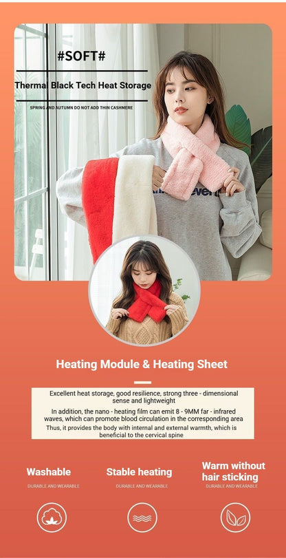 Winter Imitation Rabbit Fur USB Heated Scarf Red V1221-WINTER-IMITATION-RABBIT-FUR-USB-HEATED-SCARF-RED