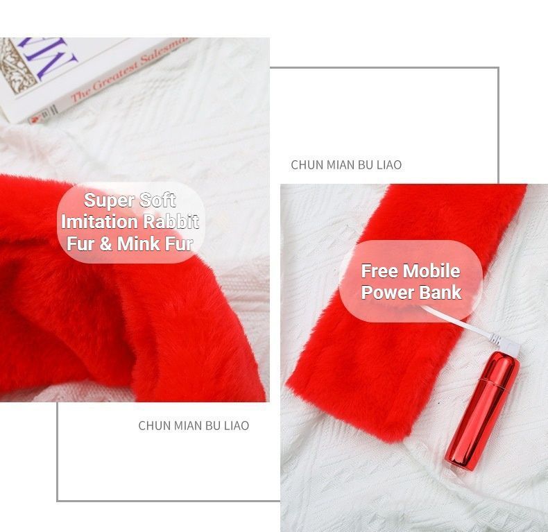 Winter Imitation Rabbit Fur USB Heated Scarf Red V1221-WINTER-IMITATION-RABBIT-FUR-USB-HEATED-SCARF-RED