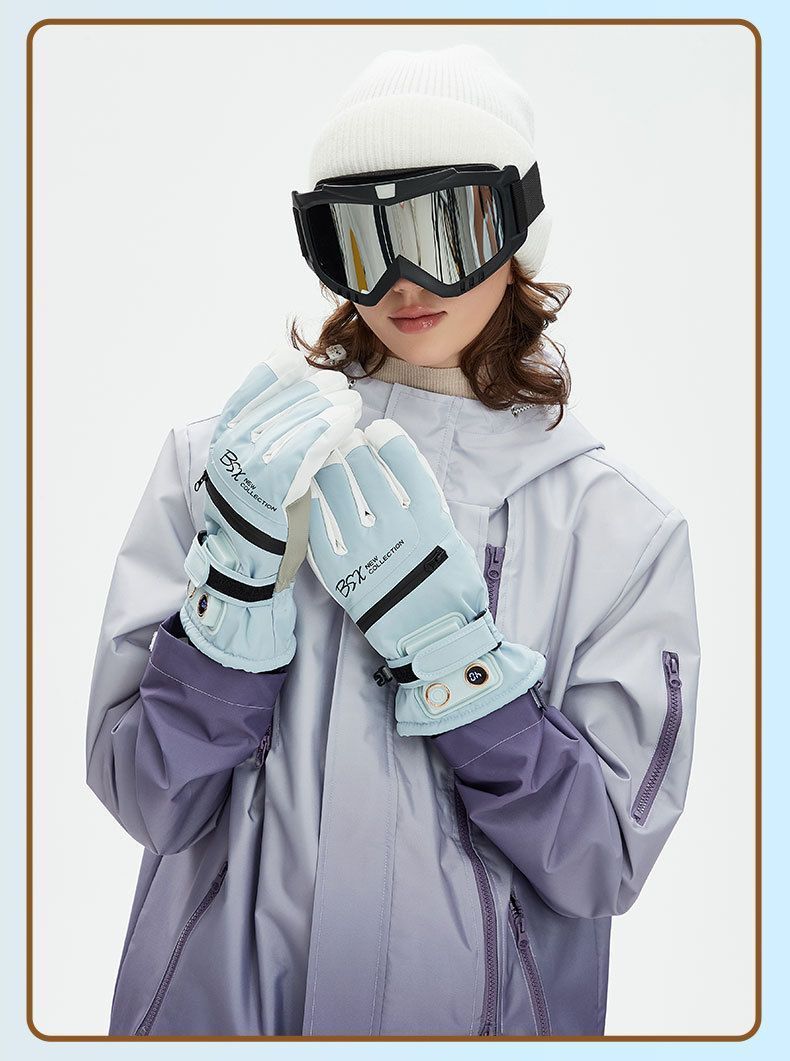 Winter Self-Heating Windproof Touchscreen Gloves-Beige Black V1221-WINTER-SELF-HEATING-WINDPROOF-TOUCHSCREEN-GLOVES-BEIGE-BLACK