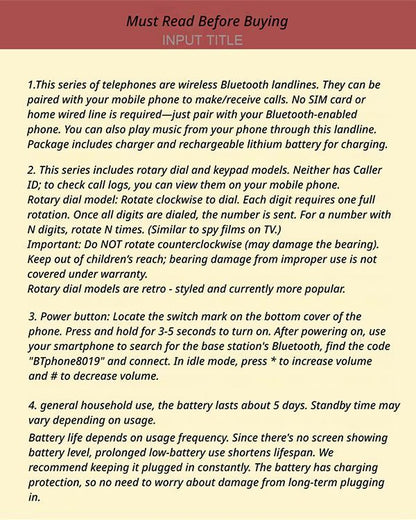 Wireless Bluetooth Desk Phone Style 2-Black V1221-WIRELESS-BLUETOOTH-DESK-PHONE-STYLE-2-BLACK