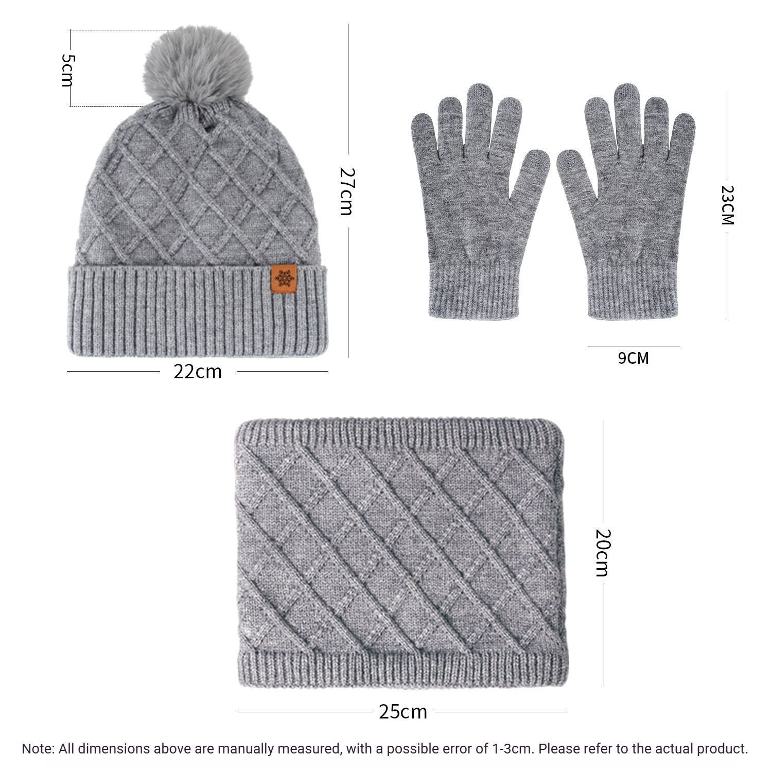 Women Gray Argyle 3-Piece Set-Hat Scarf and Gloves V1221-WOMEN-GRAY-ARGYLE-3-PIECE-SET-HAT-SCARF-AND-GLOVES