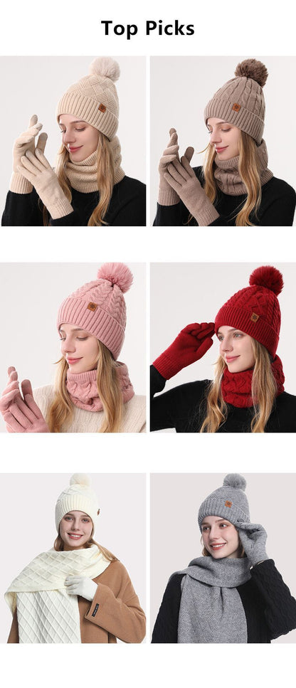 Women Gray Argyle 3-Piece Set-Hat Scarf and Gloves V1221-WOMEN-GRAY-ARGYLE-3-PIECE-SET-HAT-SCARF-AND-GLOVES