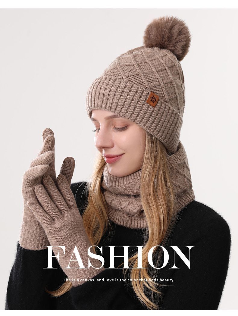 Women Khaki Argyle 3-Piece Set-Hat Scarf and Gloves V1221-WOMEN-KHAKI-ARGYLE-3-PIECE-SET-HAT-SCARF-AND-GLOVES