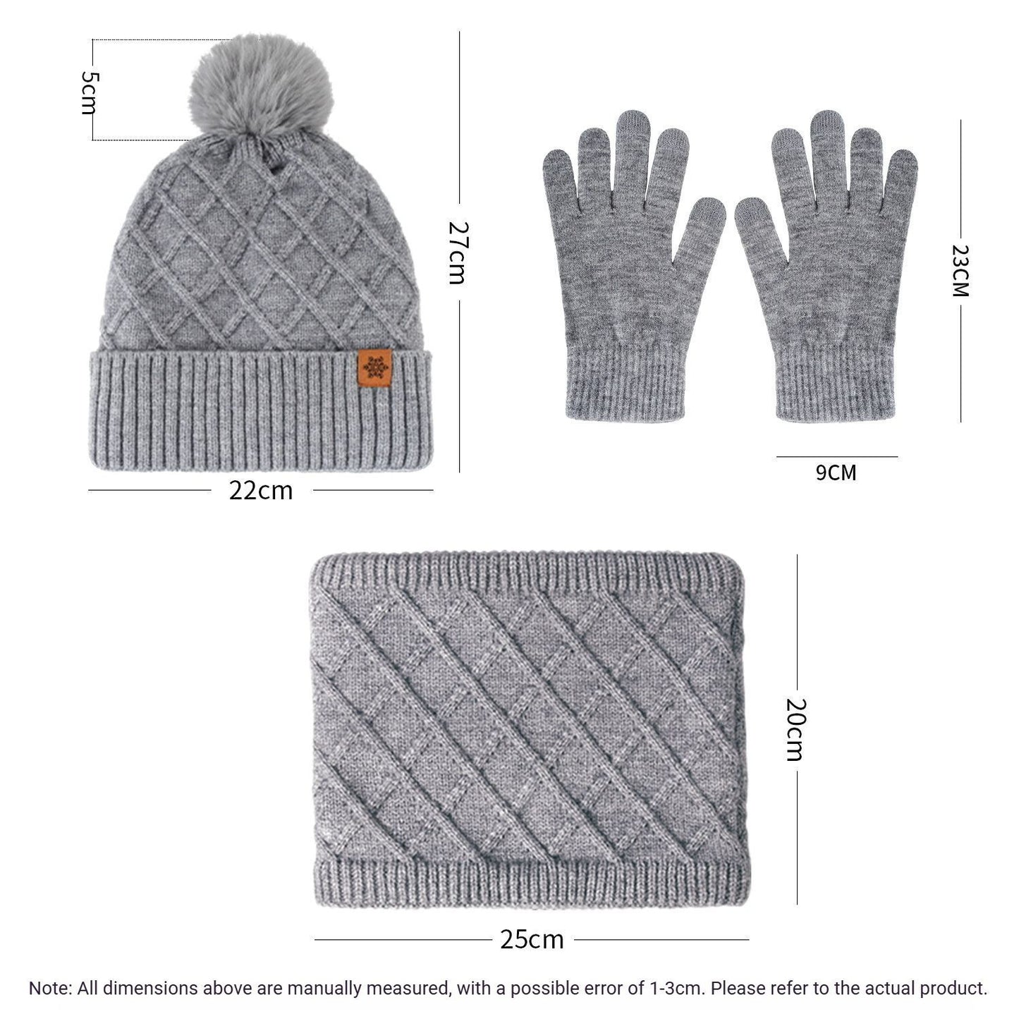 Women Milky-White Argyle 3-Piece Set-Hat Scarf and Gloves V1221-WOMEN-MILKY-WHITE-ARGYLE-3-PIECE-SET-HAT-SCARF-AND-GLOVES