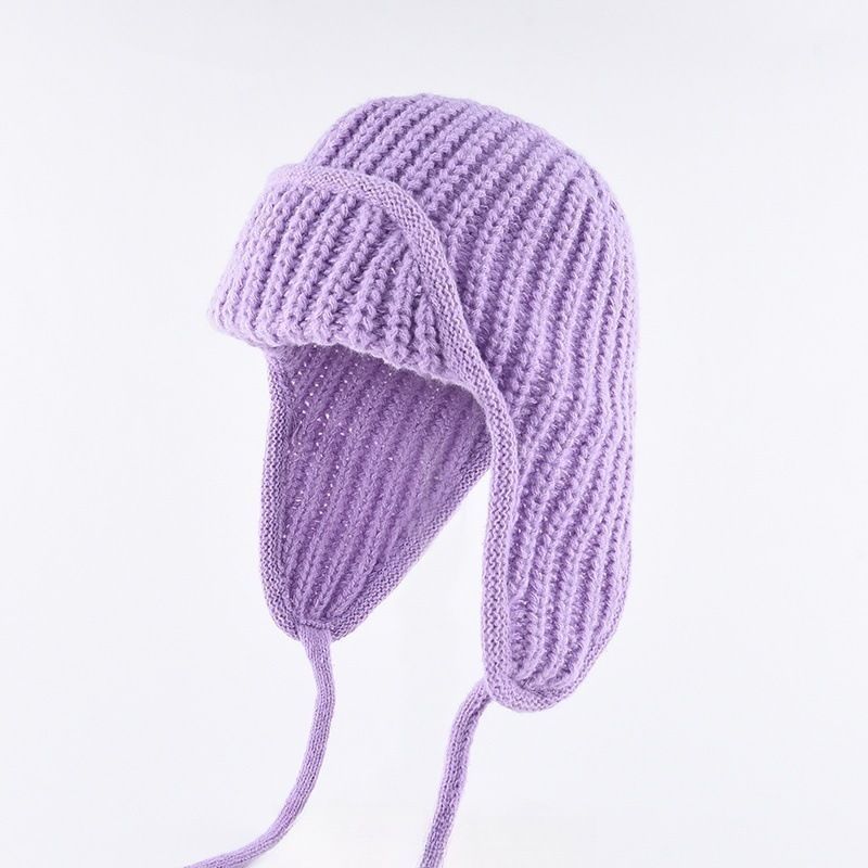 Women Plain Aviator Hat with Earflaps Purple V1221-WOMEN-PLAIN-AVIATOR-HAT-WITH-EARFLAPS-PURPLE
