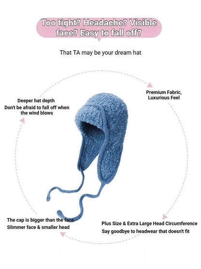 Women Plain Aviator Hat with Earflaps Rose Red V1221-WOMEN-PLAIN-AVIATOR-HAT-WITH-EARFLAPS-ROSE-RED