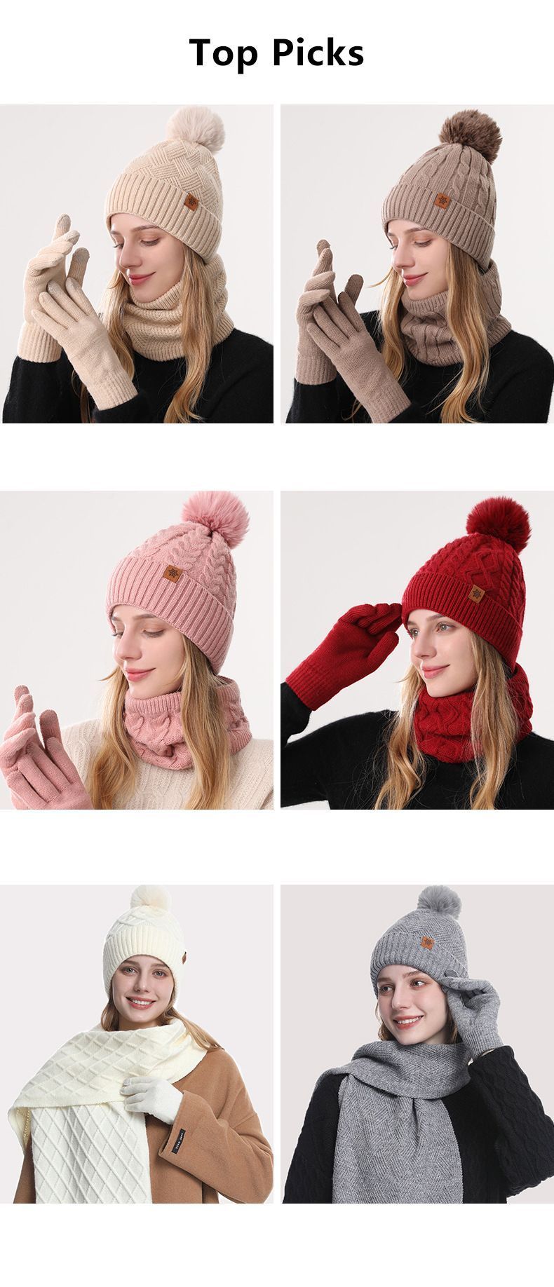 Women Red Argyle 3-Piece Set-Hat Scarf and Gloves V1221-WOMEN-RED-ARGYLE-3-PIECE-SET-HAT-SCARF-AND-GLOVES