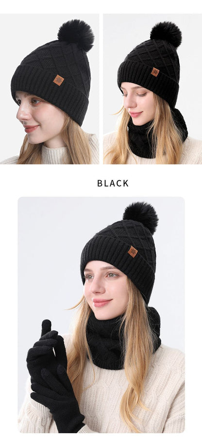 Women Red Argyle 3-Piece Set-Hat Scarf and Gloves V1221-WOMEN-RED-ARGYLE-3-PIECE-SET-HAT-SCARF-AND-GLOVES