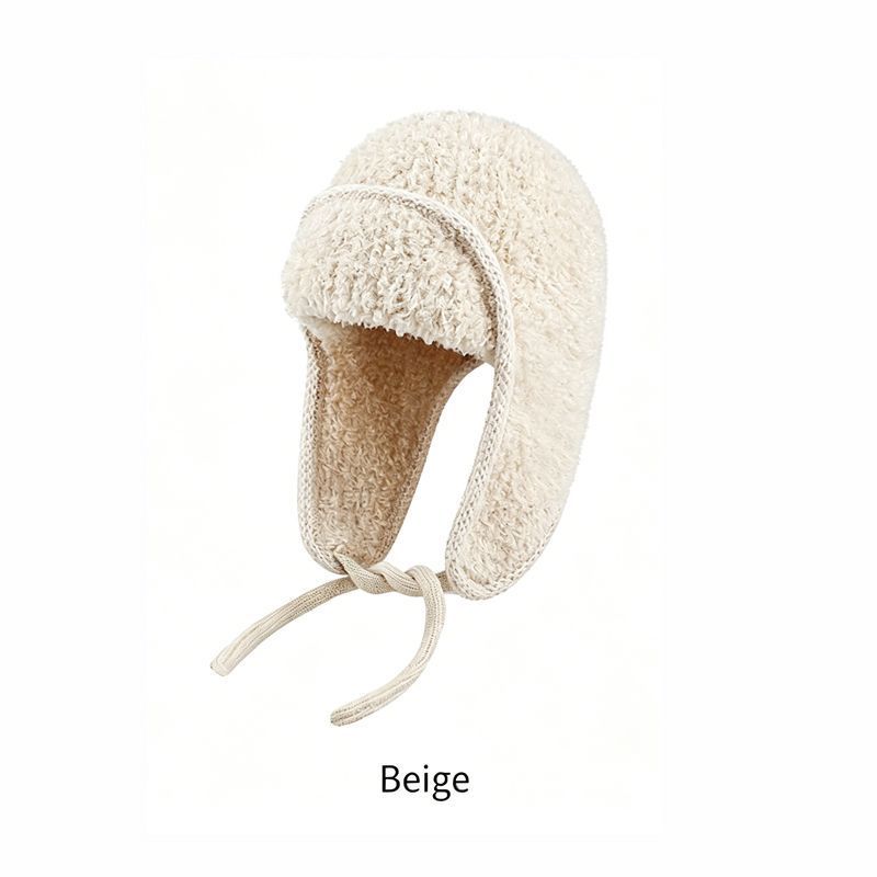 Women Sherpa Aviator Beanie - Warm Earflap Knit Hat Beige V1221-WOMEN-SHERPA-AVIATOR-BEANIE-WARM-EARFLAP-KNIT-HAT-BEIGE