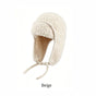 Women Sherpa Aviator Beanie - Warm Earflap Knit Hat Beige V1221-WOMEN-SHERPA-AVIATOR-BEANIE-WARM-EARFLAP-KNIT-HAT-BEIGE