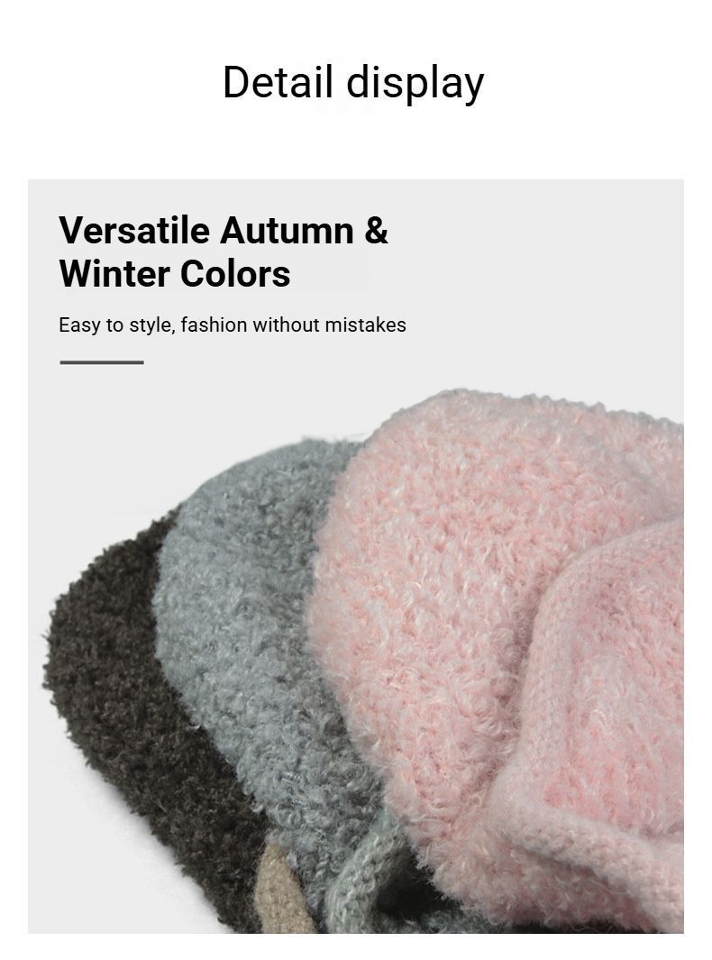 Women Sherpa Aviator Beanie - Warm Earflap Knit Hat Beige V1221-WOMEN-SHERPA-AVIATOR-BEANIE-WARM-EARFLAP-KNIT-HAT-BEIGE