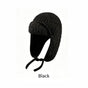 Women Sherpa Aviator Beanie - Warm Earflap Knit Hat Black V1221-WOMEN-SHERPA-AVIATOR-BEANIE-WARM-EARFLAP-KNIT-HAT-BLACK
